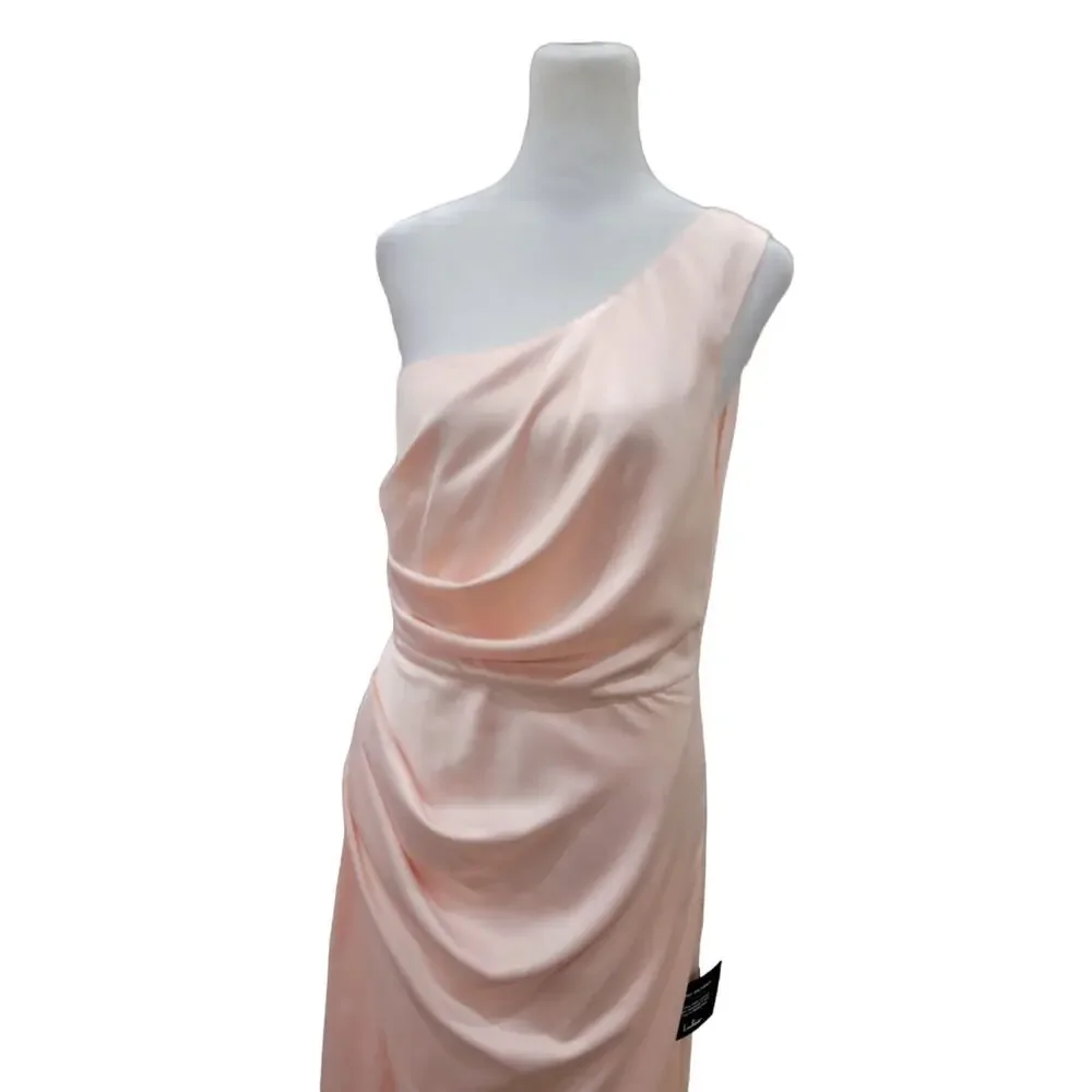 NEW Lulus Dreaming of Elegance Pink Satin One-Shoulder Maxi‎ Dress - Size M - Picture 6 of 16